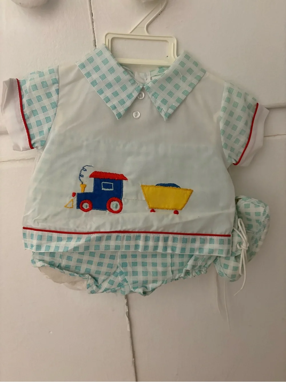 Playtogs Vintage Baby Boys' Blue & White Train Set w/ Booties